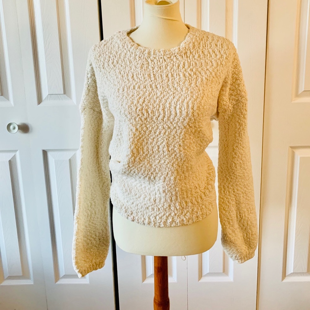 Anthropologie Ruby Moon White and Gold Sweater XL